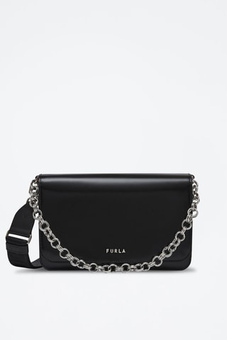 Sac bandoulière en cuir de veau Splendidas S - Noir