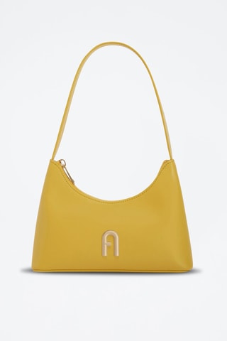 Sac porté épaule en cuir de veau Diamante - Moutarde