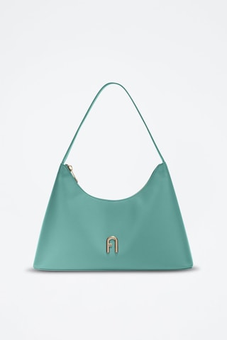 Sac porté épaule en cuir Diamante S - Turquoise