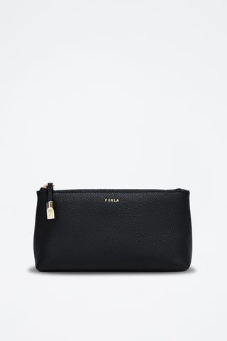 Trousse de toilette en cuir Goccia - Taille M - Noir