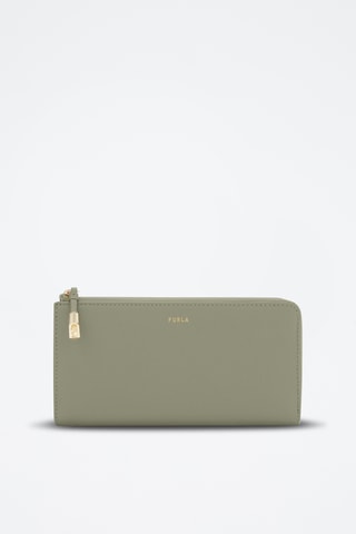 Portefeuille en cuir Goccia - Taille L - Vert sauge