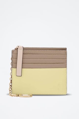 Porte-cartes en cuir Grazia - Taille M - Jaune et beige