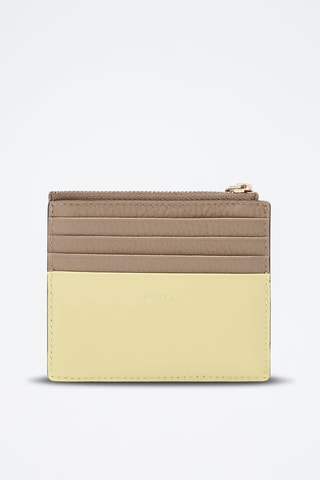 Porte-cartes en cuir Grazia - Taille M - Jaune et beige