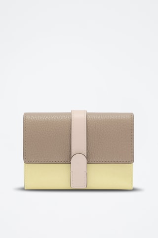 Portefeuille en cuir Grazia - Beige et jaune