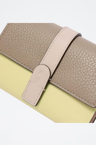 Portefeuille en cuir Grazia - Beige et jaune