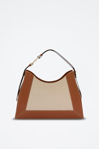 Sac porté épaule en cuir Nuvola - Taille L - Marron