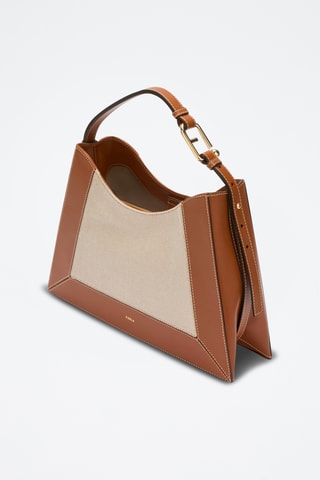 Sac porté épaule en cuir Nuvola - Taille L - Marron