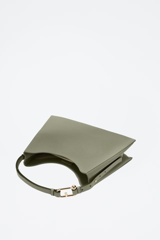 Sac porté épaule en cuir Nuvola - Taille L - Vert sauge