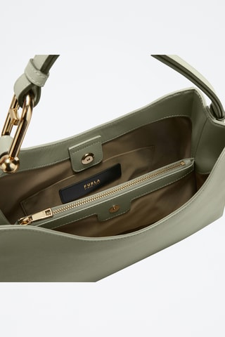 Sac porté épaule en cuir Nuvola - Taille L - Vert sauge