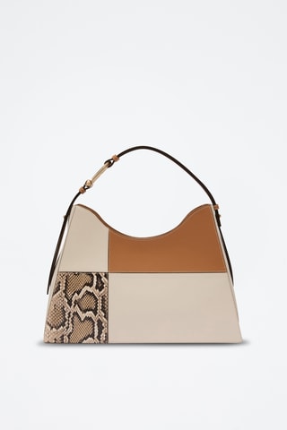 Sac porté épaule en cuir Nuvola - Taille L - Beige
