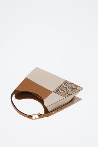 Sac porté épaule en cuir Nuvola - Taille L - Beige