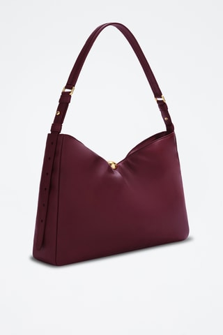Sac porté épaule en cuir Sfera Soft - Taille L - Bordeaux