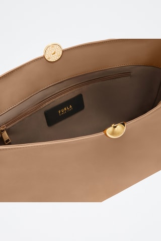 Sac porté épaule en cuir Sfera Soft - Taille L - Beige