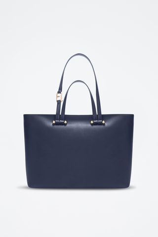 Cabas en cuir Duetto - Taille L - Bleu marine