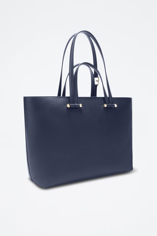 Cabas en cuir Duetto - Taille L - Bleu marine