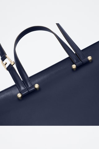 Cabas en cuir Duetto - Taille L - Bleu marine