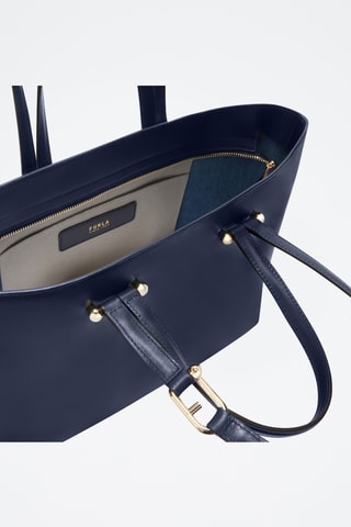 Cabas en cuir Duetto - Taille L - Bleu marine