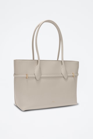 Cabas en cuir Goccia - Taille L - Ecru