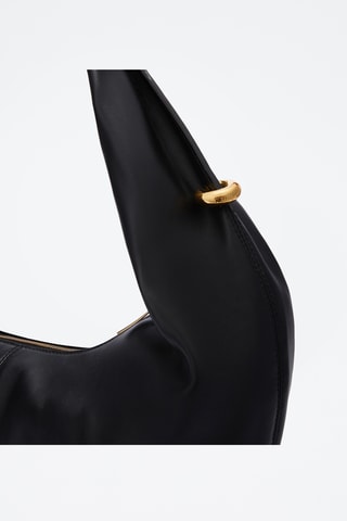 Sac porté épaule en cuir Ring - Taille S - Noir