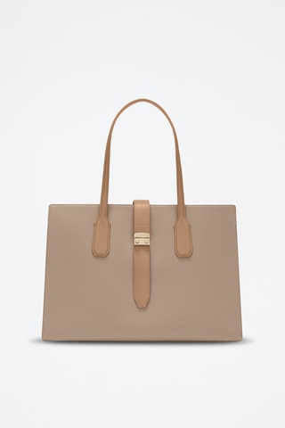 Cabas en cuir Metro - Taille L - Taupe