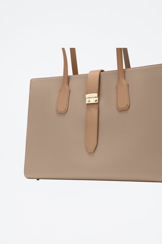 Cabas en cuir Metro - Taille L - Taupe