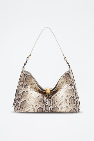 Sac porté épaule en cuir Sfera Soft - Taille L - Beige