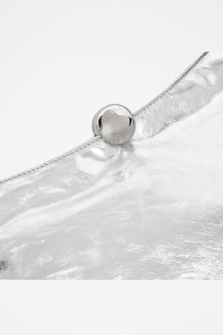 Sac porté épaule en cuir Sfera Soft - Taille M - Argenté