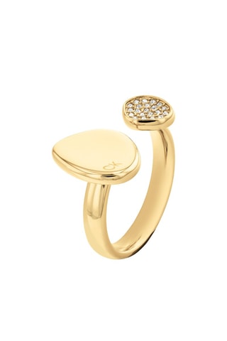 Anillo chapado en oro fino amarillo y cristales preciosos - 54