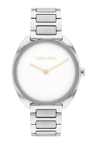 Reloj de cuarzo de acero - Plateado y blanco