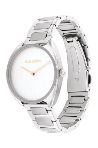 Reloj de cuarzo de acero - Plateado y blanco