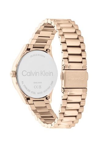 Reloj de cuarzo de acero y chapado en ion de oro rosa - Rosa dorado