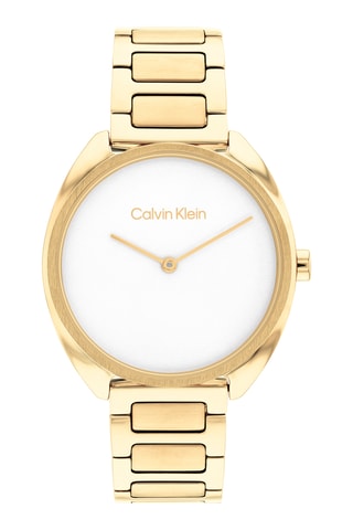 Reloj de cuarzo de acero chapado en ion de oro amarillo - Dorado y blanco