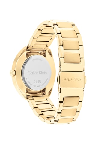 Reloj de cuarzo de acero chapado en ion de oro amarillo - Dorado y blanco