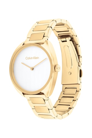 Reloj de cuarzo de acero chapado en ion de oro amarillo - Dorado y blanco