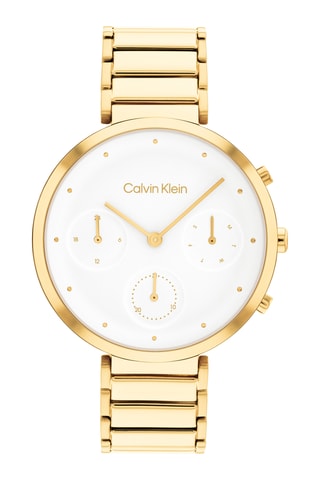 Reloj de cuarzo de acero y chapado en ion de oro amarillo - Dorado y blanco