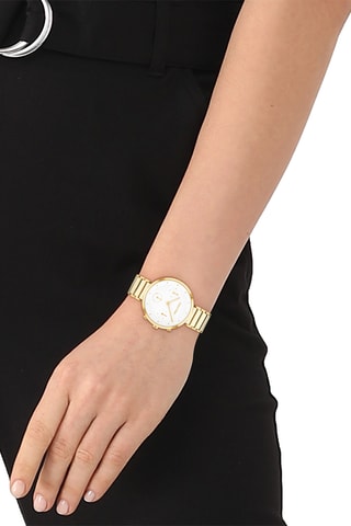 Reloj de cuarzo de acero y chapado en ion de oro amarillo - Dorado y blanco