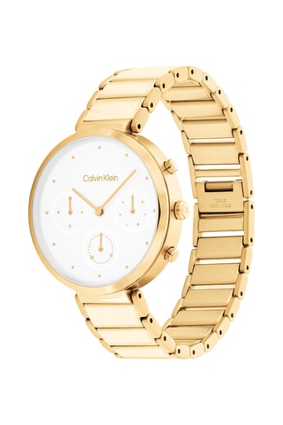 Reloj de cuarzo de acero y chapado en ion de oro amarillo - Dorado y blanco