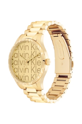 Reloj de cuarzo de acero y chapado en ion de oro amarillo - Dorado