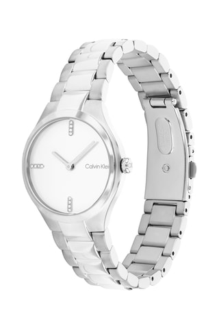 Reloj de cuarzo de acero - Plateado y blanco