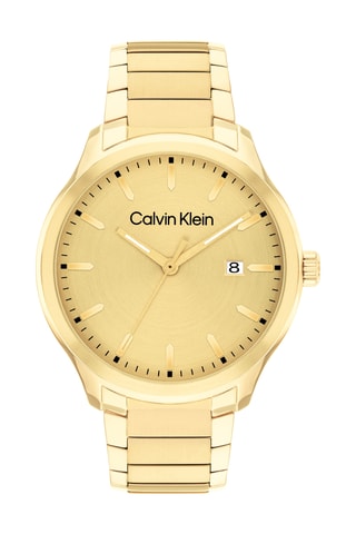 Montre à quartz en acier et plaqué ion or jaune - Doré