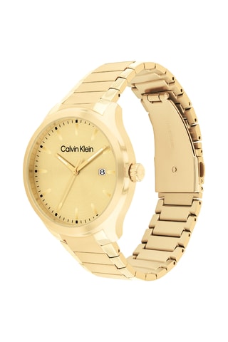 Montre à quartz en acier et plaqué ion or jaune - Doré