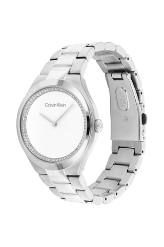 Reloj de cuarzo de acero - Plateado y blanco