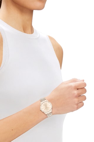 Reloj de cuarzo de acero y chapado en ion de oro rosa - Rosa dorado