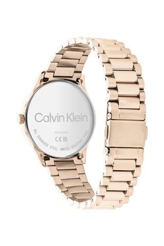 Reloj de cuarzo de acero y chapado en ion de oro rosa - Rosa dorado