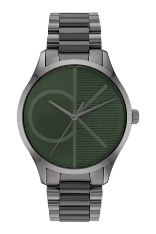 Reloj de cuarzo de acero - Gris y verde oliva