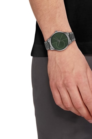 Reloj de cuarzo de acero - Gris y verde oliva