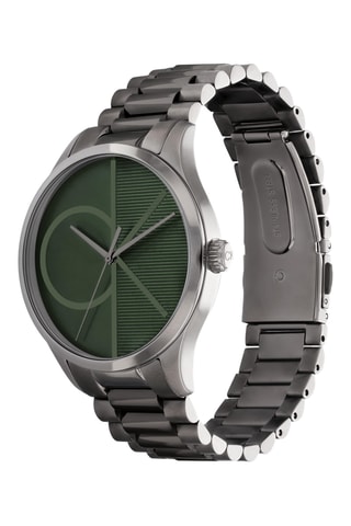 Reloj de cuarzo de acero - Gris y verde oliva