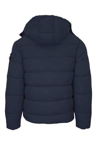 Doudoune à capuche - Blanc, noir et bleu