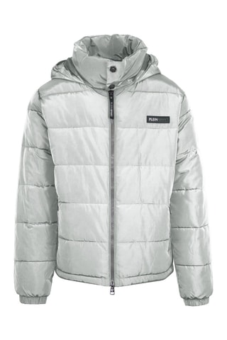 Doudoune à capuche - Blanc, noir et vert