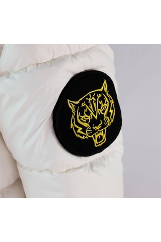 Doudoune à capuche - Blanc, noir et marron